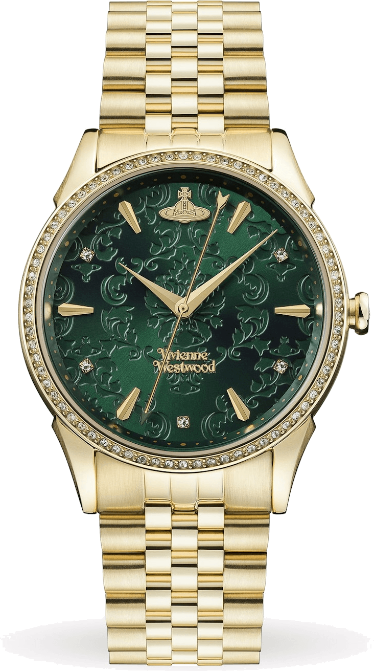 Montre femme Vivienne Westwood VV208GDGD, cadran vert sur bracelet acier doré