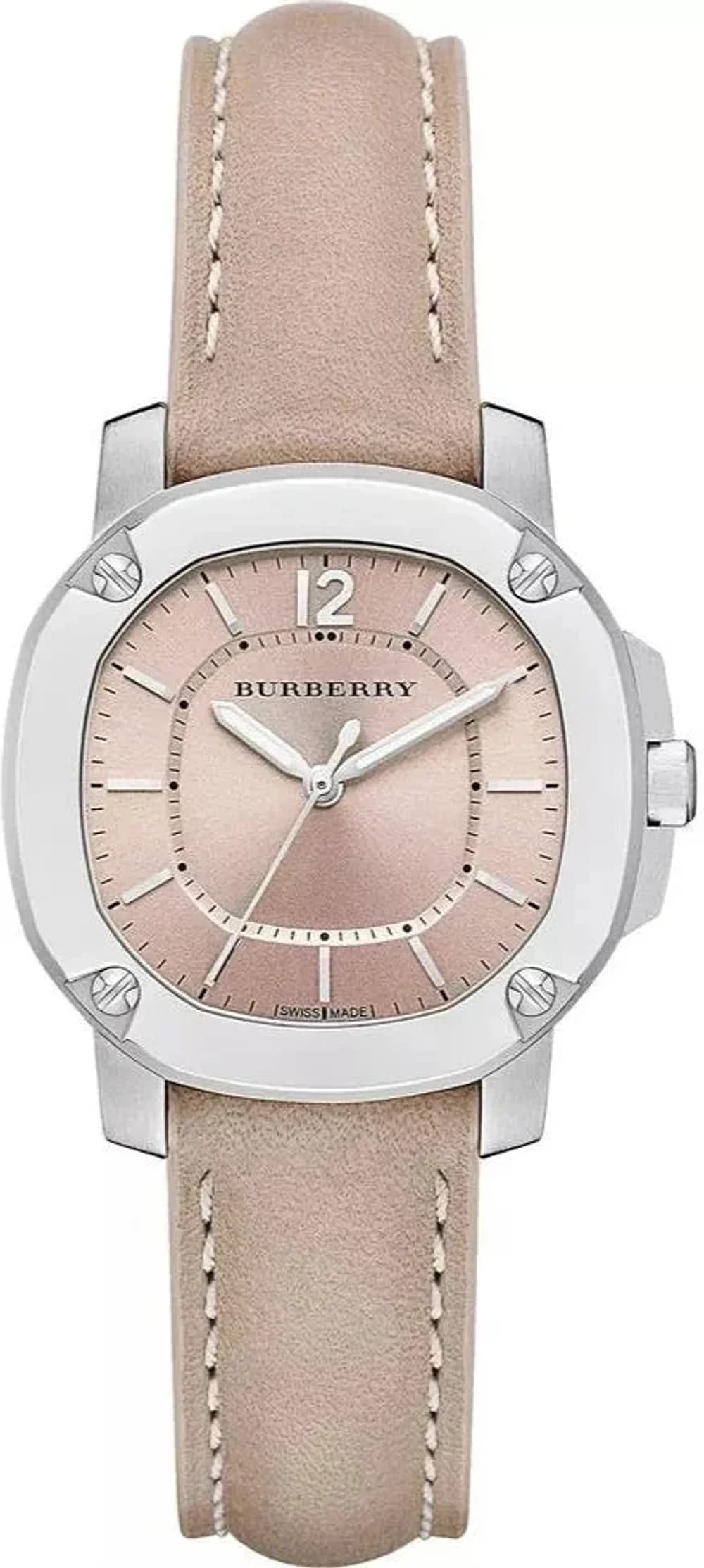 Montre femme Burberry BBY1700, cadran ? boîtier acier bracelet cuir beige
