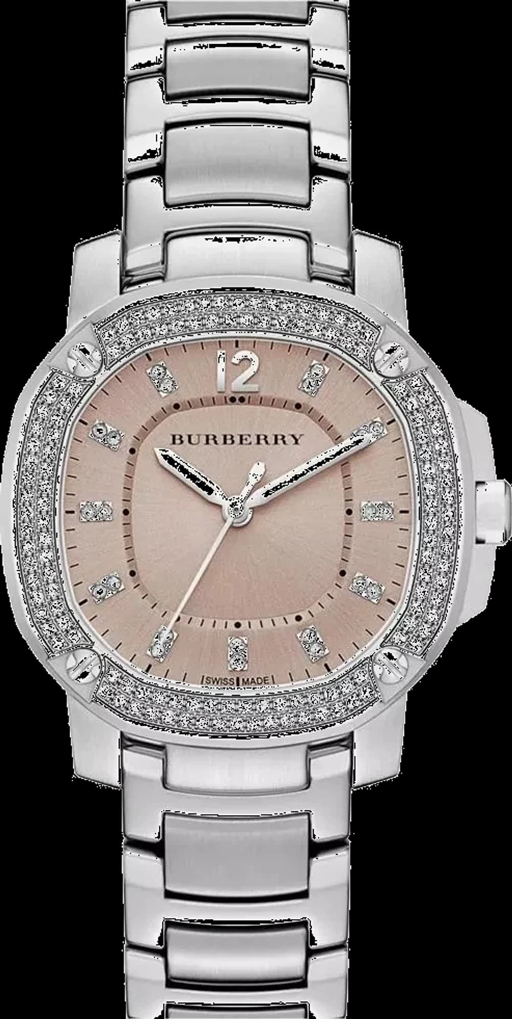 Montre femme Burberry BBY1803, cadran rose boîtier acier cristaux Swarovski