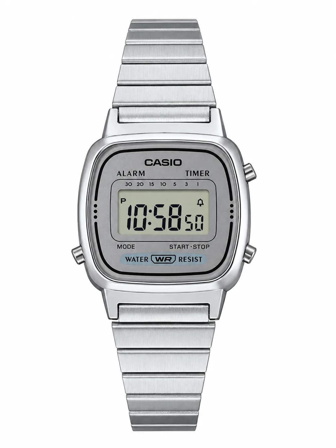 Montre femme Casio LA670WEA-7EF, cadran gris bracelet acier