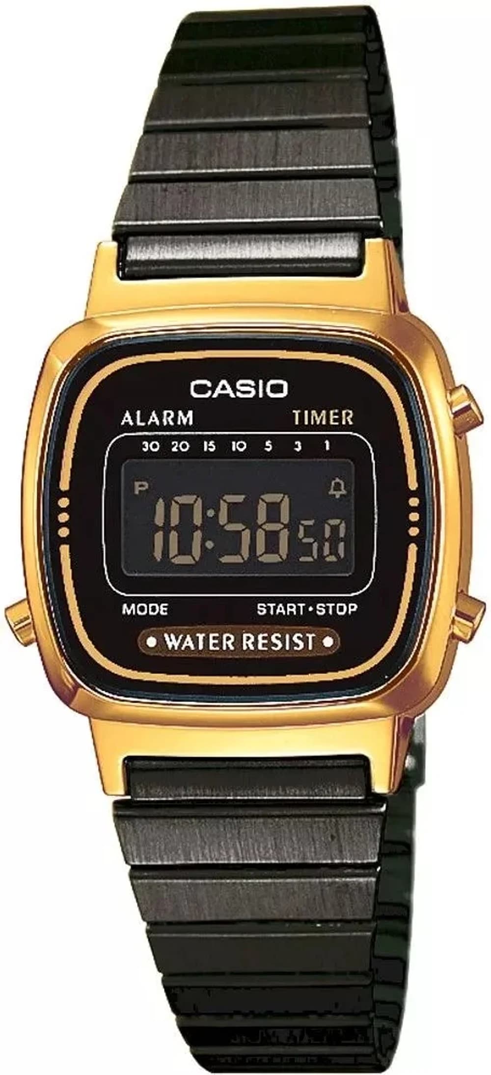 Montre femme Casio LA670WEGB-1BEF, cadran noir digital sur métal
