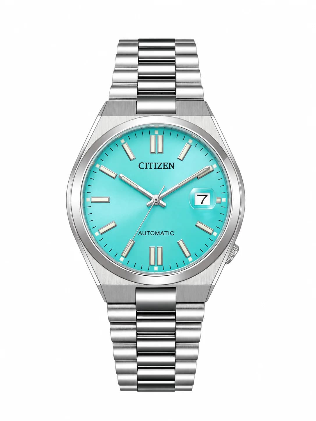 Montre homme Citizen NJ0151-88M, cadran bleu turquoise solaire sur acier