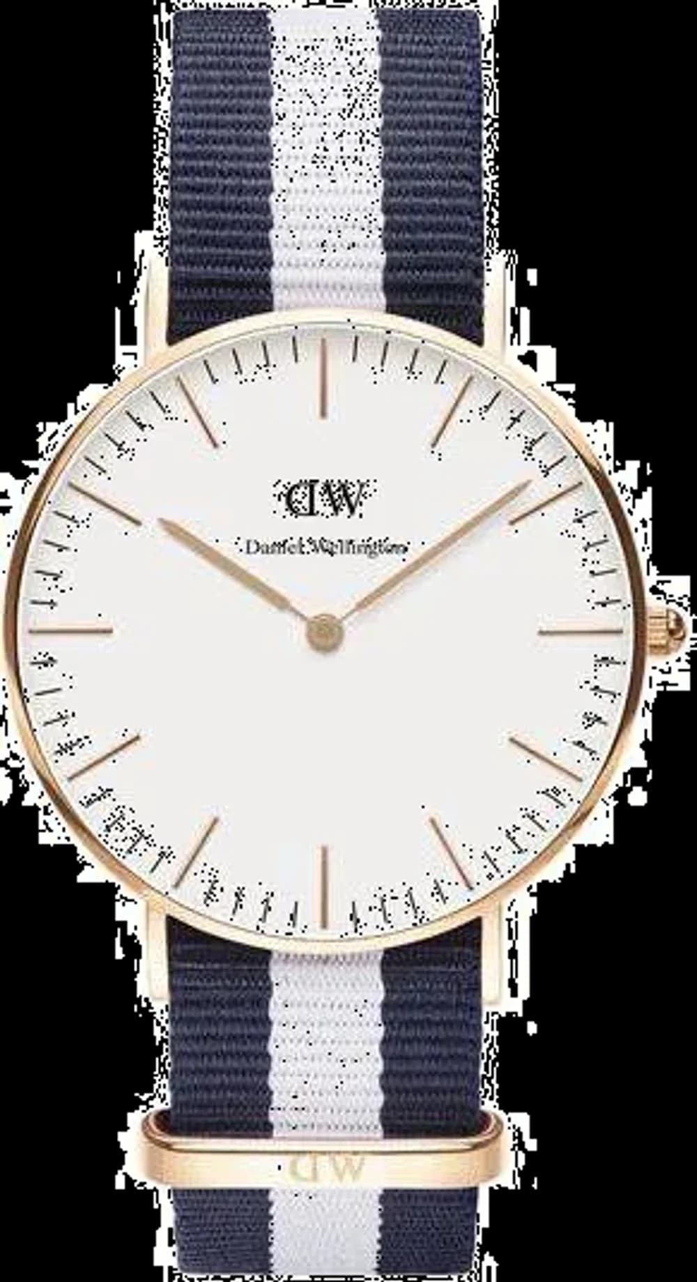 Montre unisexe Daniel Wellington DW00100031, cadran blanc, bracelet NATO bleu et blanc
