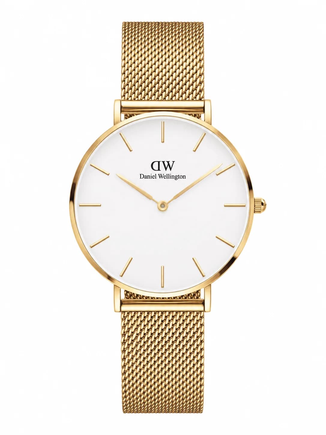 Montre femme Daniel Wellington DW00100346, cadran blanc, maille milanaise doré jaune