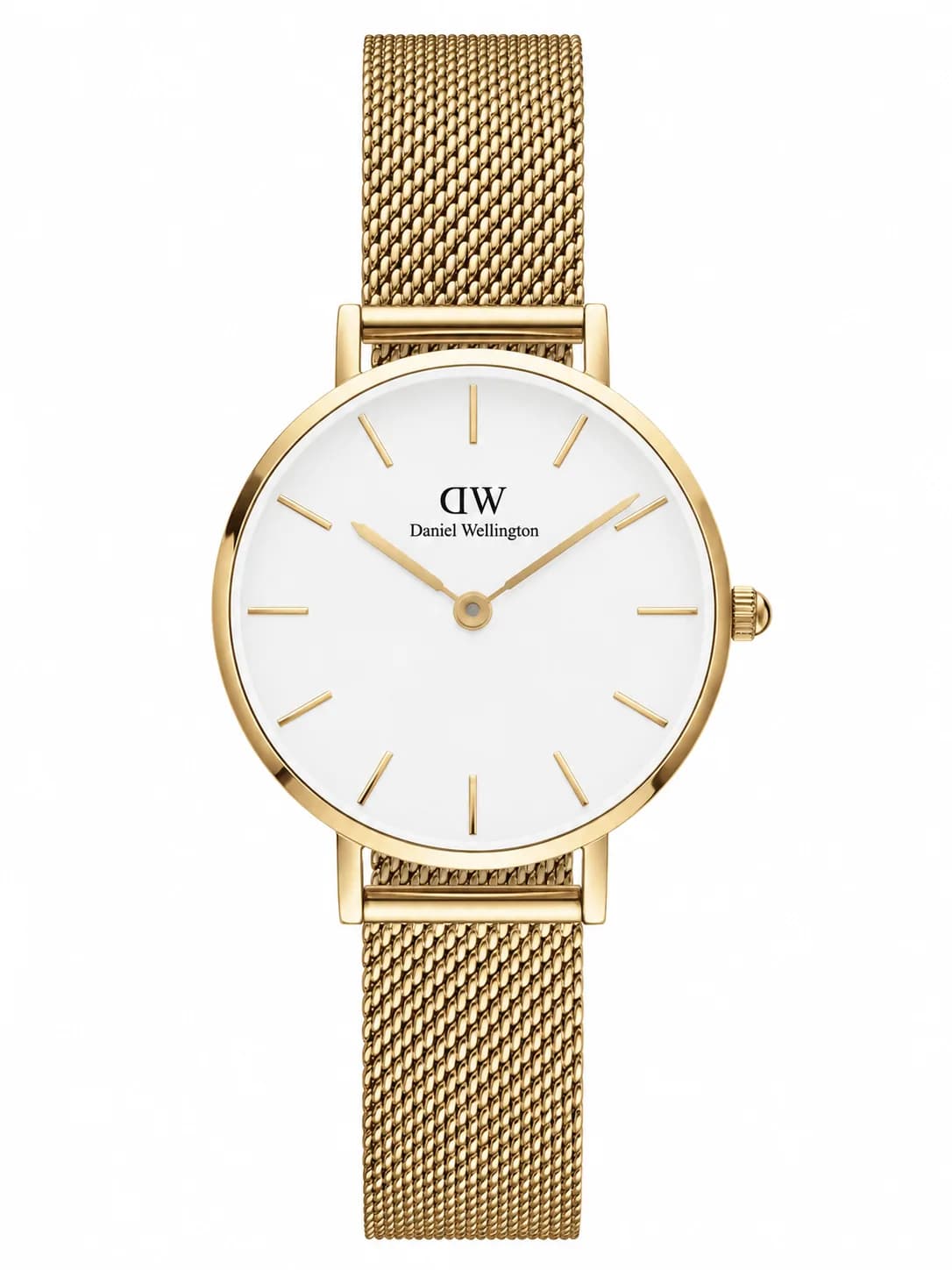 Montre femme Daniel Wellington DW00100350, cadran blanc, 28mm, maille milanaise doré jaune