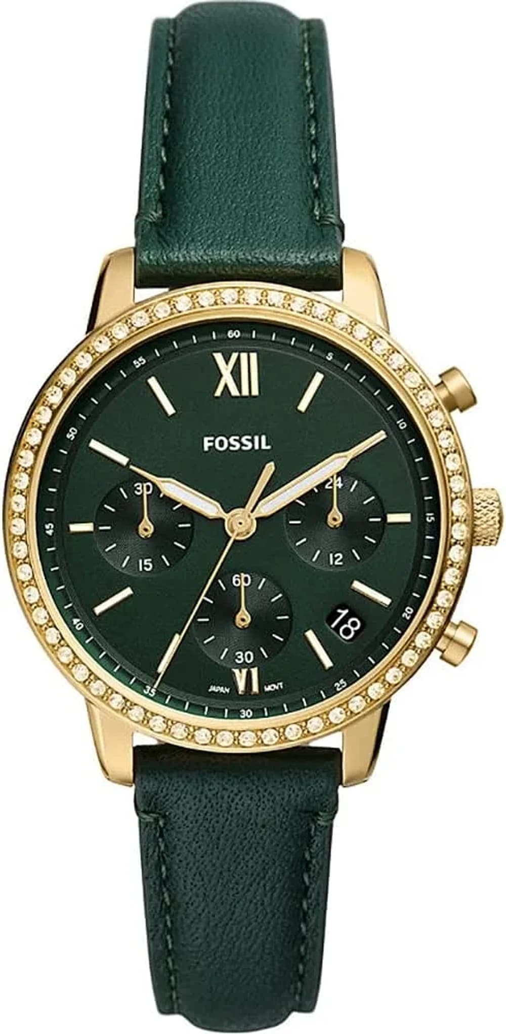 Montre Fossil ES5239 femme cadran vert bracelet cuir
