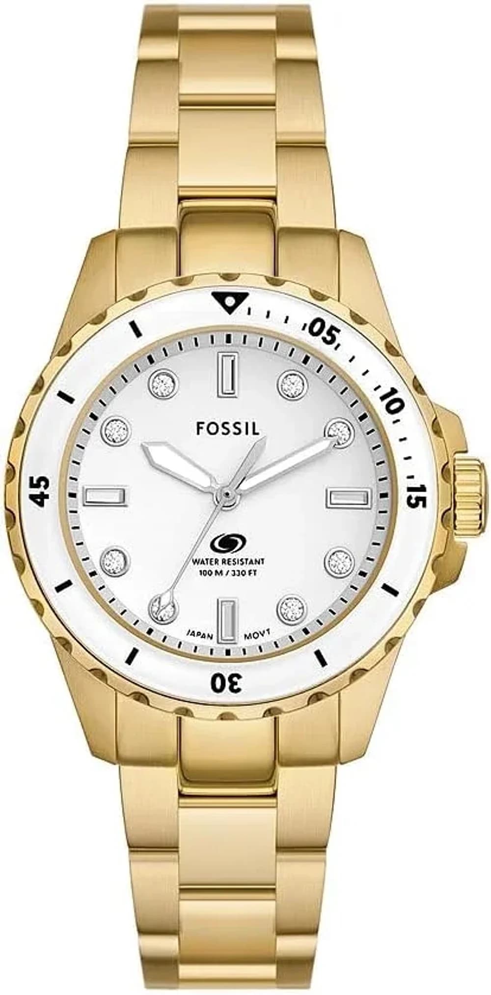 Montre Fossil ES5350 femme cadran blanc bracelet acier