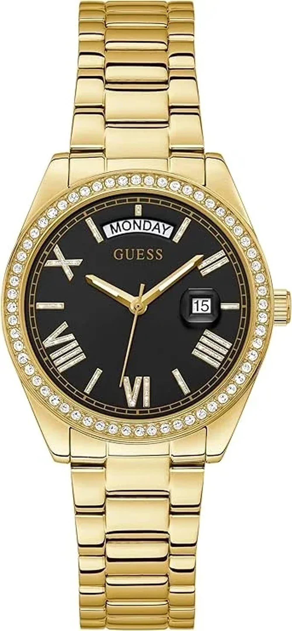 Montre femme Guess GW0307L2, cadran noir et bracelet acier