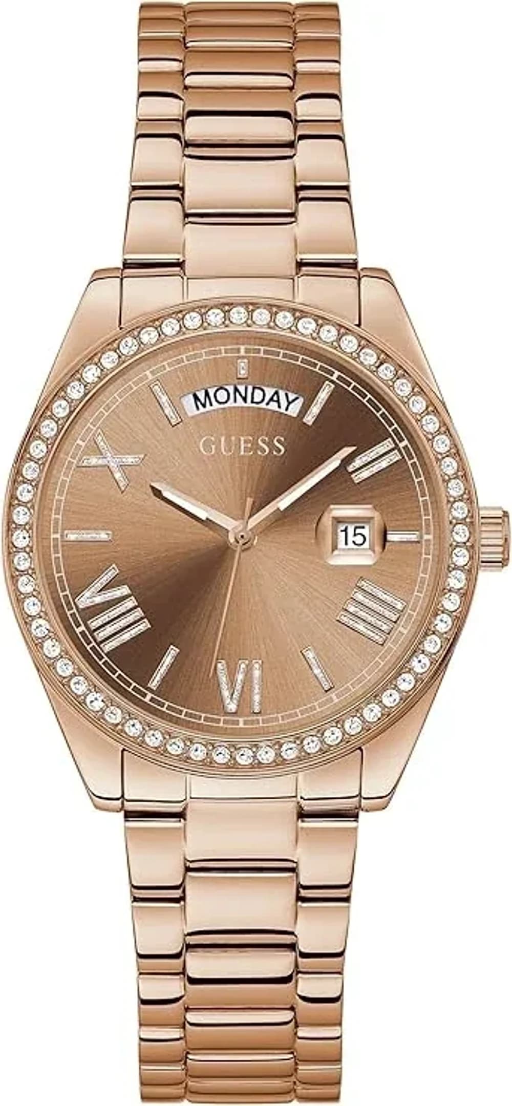 Montre femme Guess GW0307L3, cadran or rose et bracelet acier