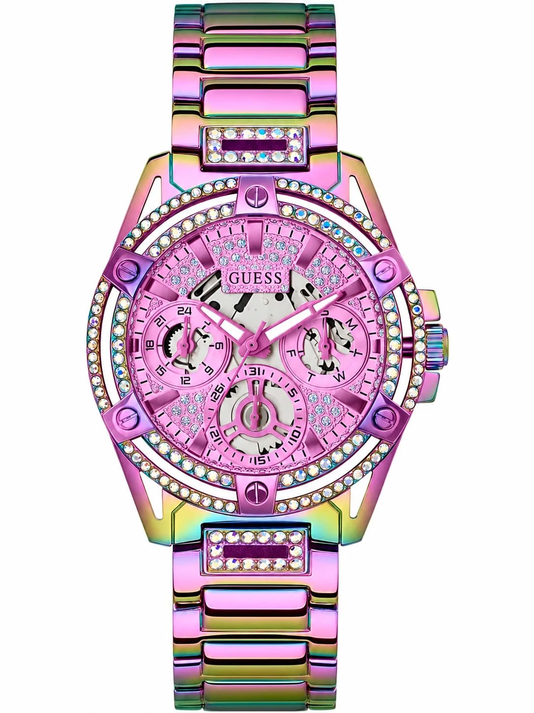 Montre femme Guess GW0464L4, cadran violet avec bracelet en acier
