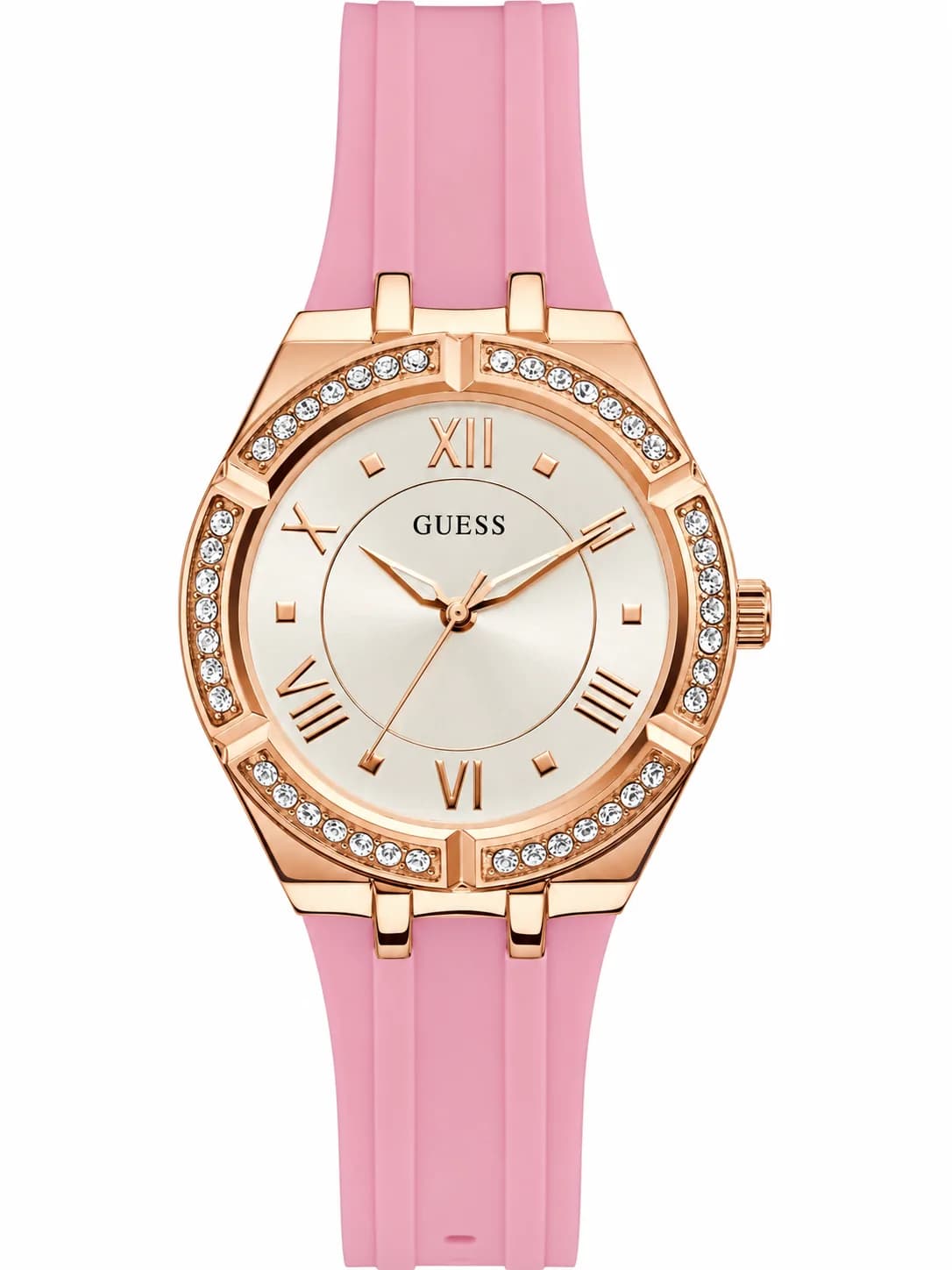 Montre femme Guess GW0034L3, au cadran blanc et bracelet silicone