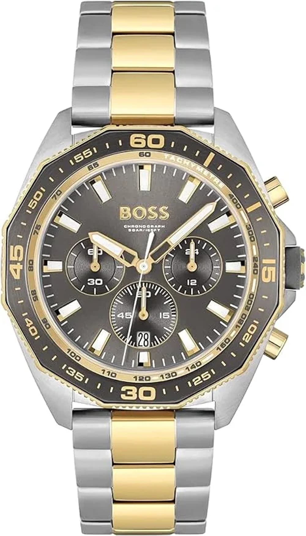 Montre homme Hugo Boss 1513974, cadran gris, bracelet acier bicolore