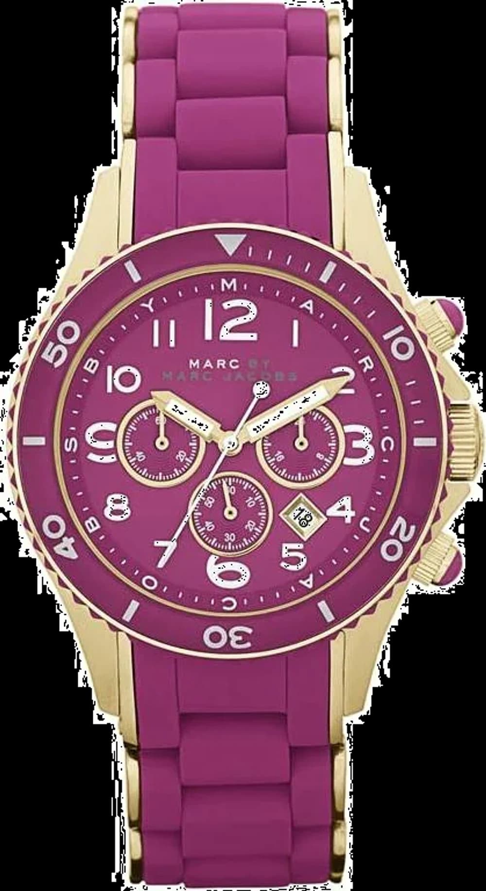 Montre femme Marc Jacobs MBM2576, cadran violet sur bracelet silicone violet