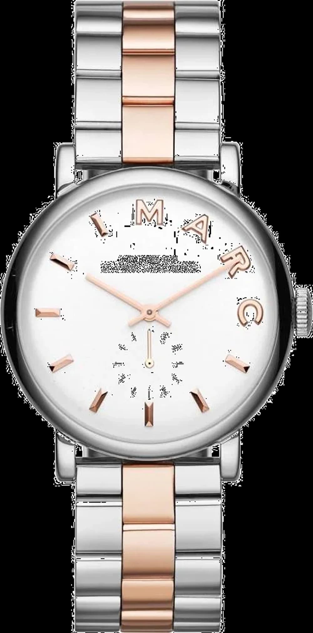 Montre femme Marc Jacobs MBM3312, cadran blanc index lettres, acier