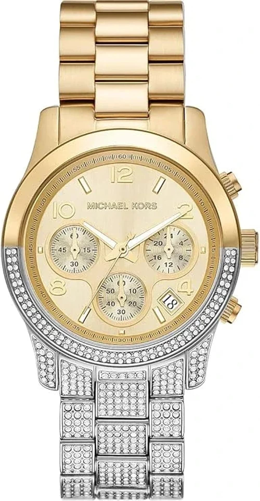 Montre femme Michael Kors MK7329, au cadran or sur bracelet acier bicolore
