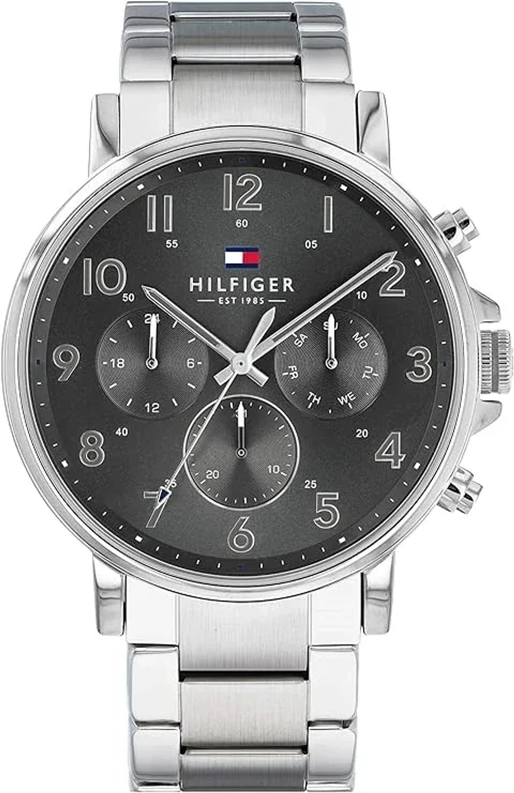 Montre homme Tommy Hilfiger 1710382, cadran noir, bracelet acier