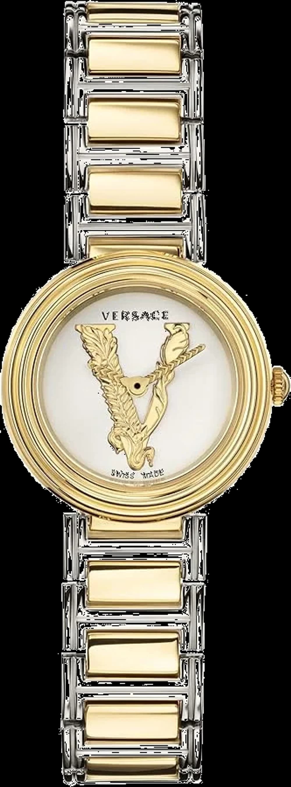 Montre femme Versace VET300721, cadran argent et acier bicolore
