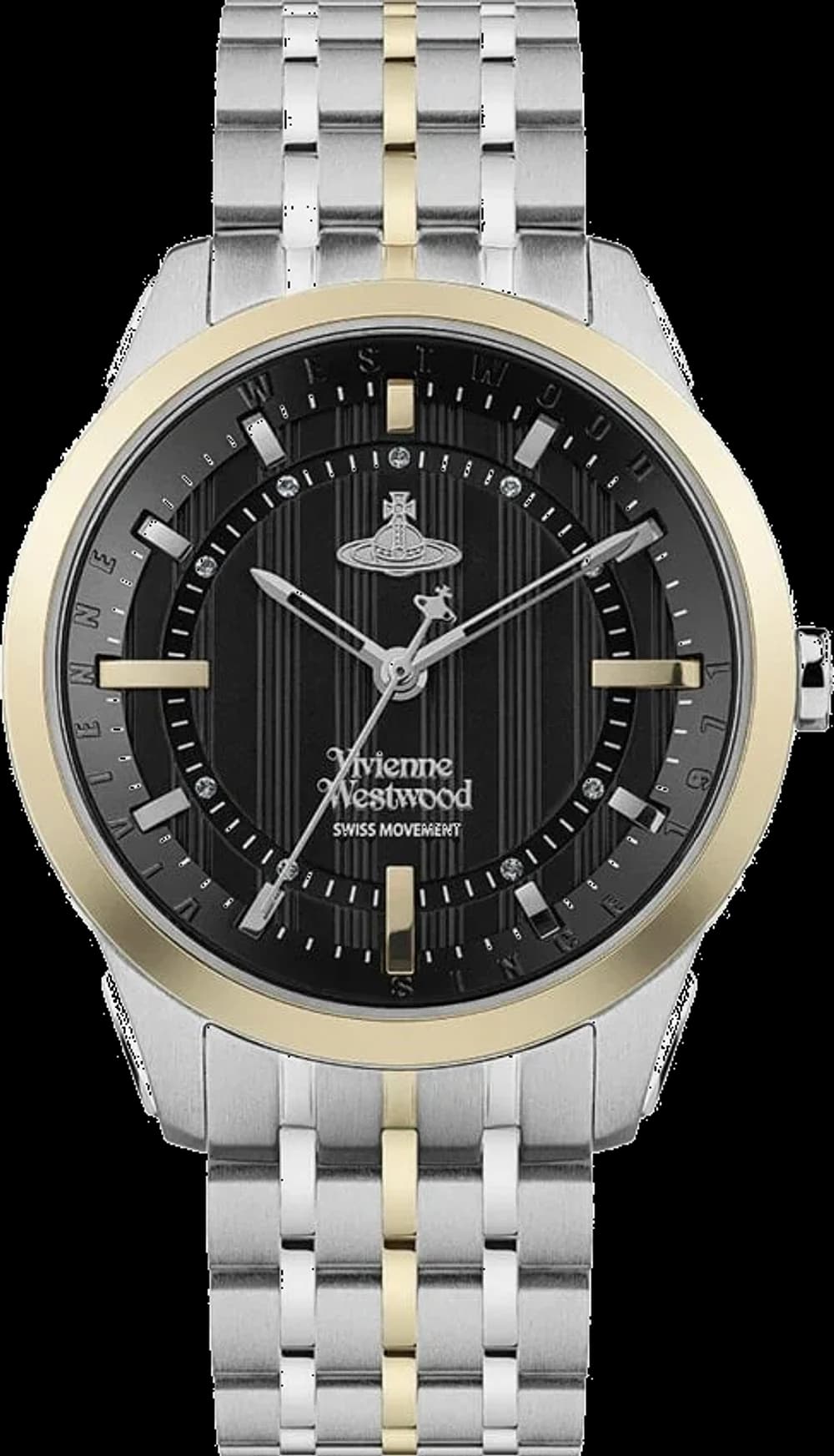 Montre femme Vivienne Westwood VV262BKSG, bracelet acier bicolore, cadran noir