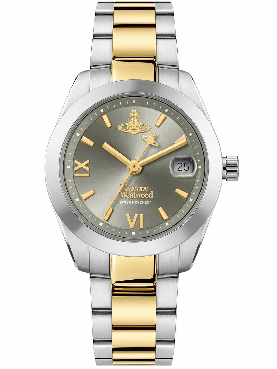 Montre femme Vivienne Westwood VV292GYSG, cadran gris soleillé, bracelet acier bicolore