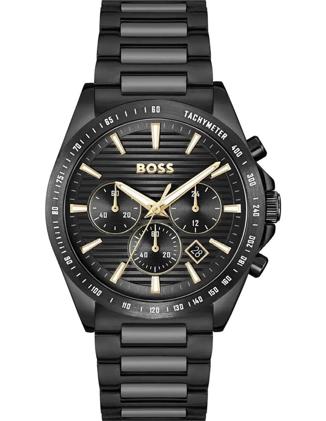 Montre homme Hugo Boss 1514291, au cadran noir et bracelet acier noir