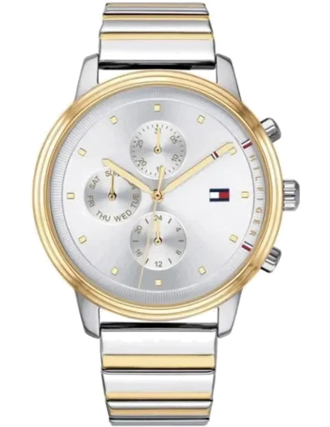 Montre femme Tommy Hilfiger 1781908, cadran blanc, bracelet acier bicolore