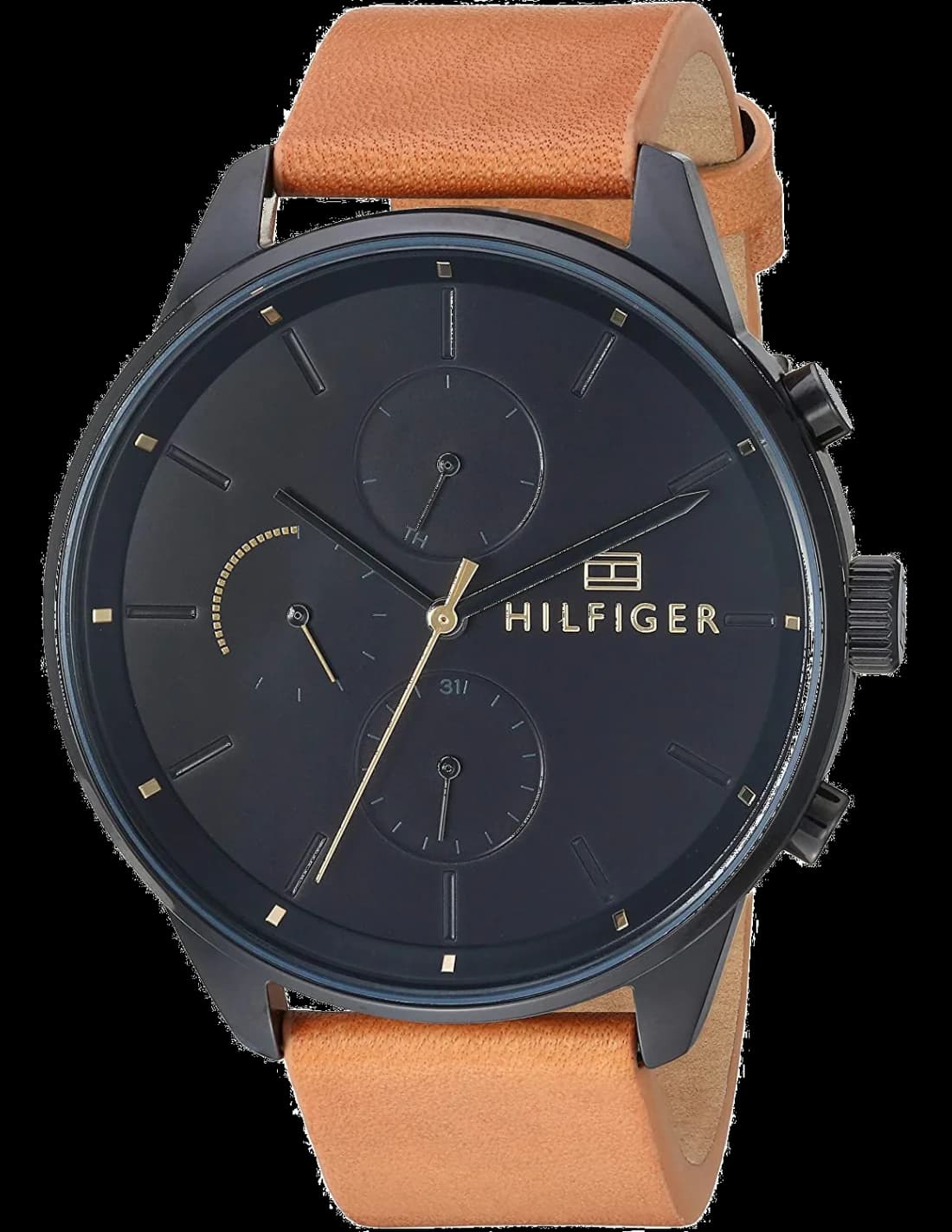 Montre homme Tommy Hilfiger 1791486, cadran bleu foncé et bracelet cuir marron