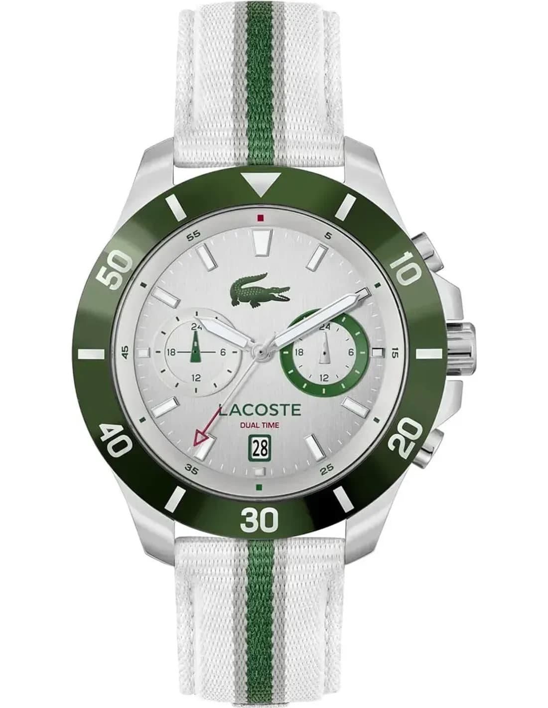 Montre homme Lacoste 2011340, au cadran argenté et bracelet tissu