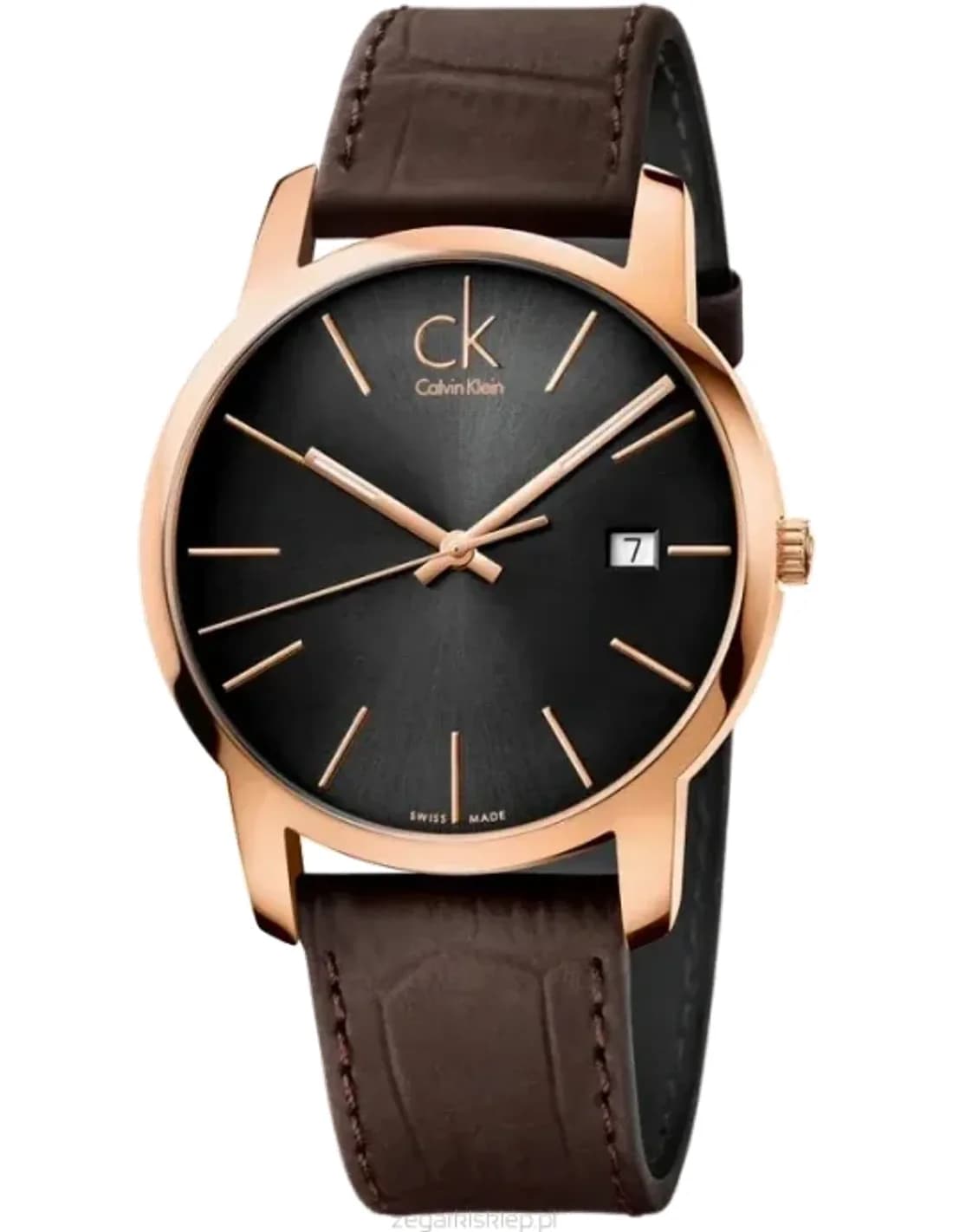 Montre Calvin Klein K2G2G6G3 City avec bracelet en cuir marron