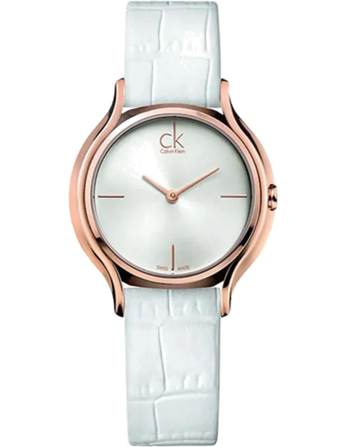 Montre Femme Calvin Klein Skirt K2U236KW Bracelet Cuir Blanc et Cadran Doré