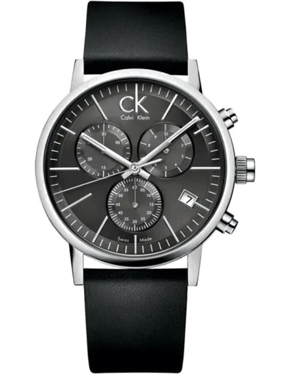 Montre Calvin Klein K7627107 Chronographe en Acier Poli et Cuir Noir