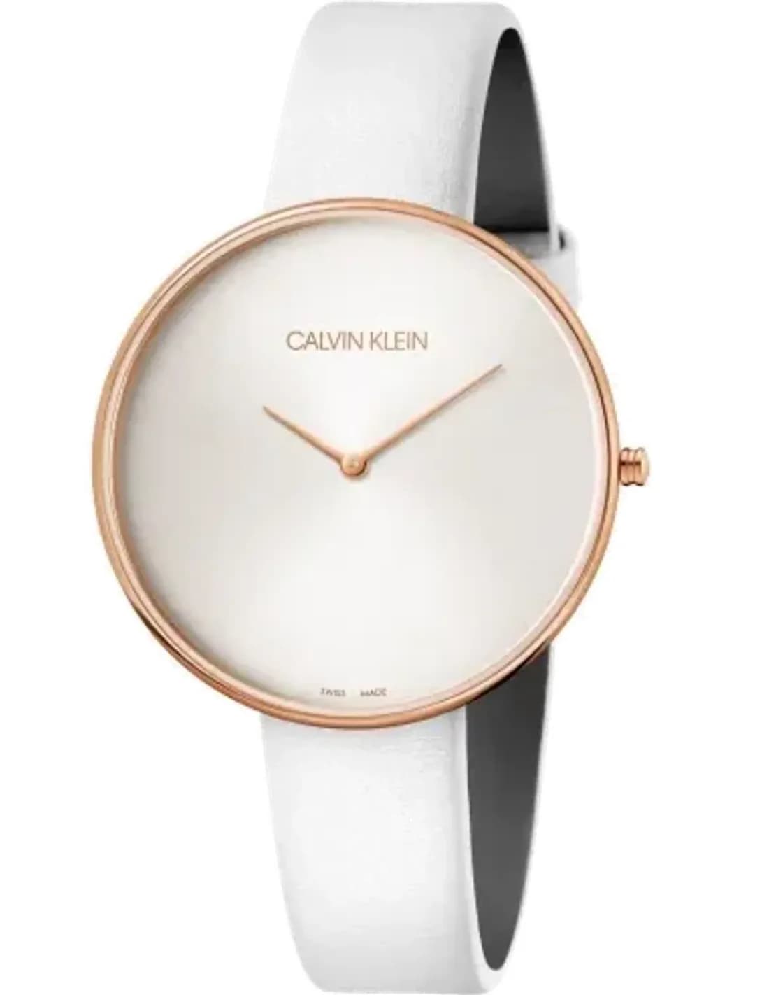 Montre Femme Calvin Klein Full Moon K8Y236L6 Bracelet Cuir Blanc