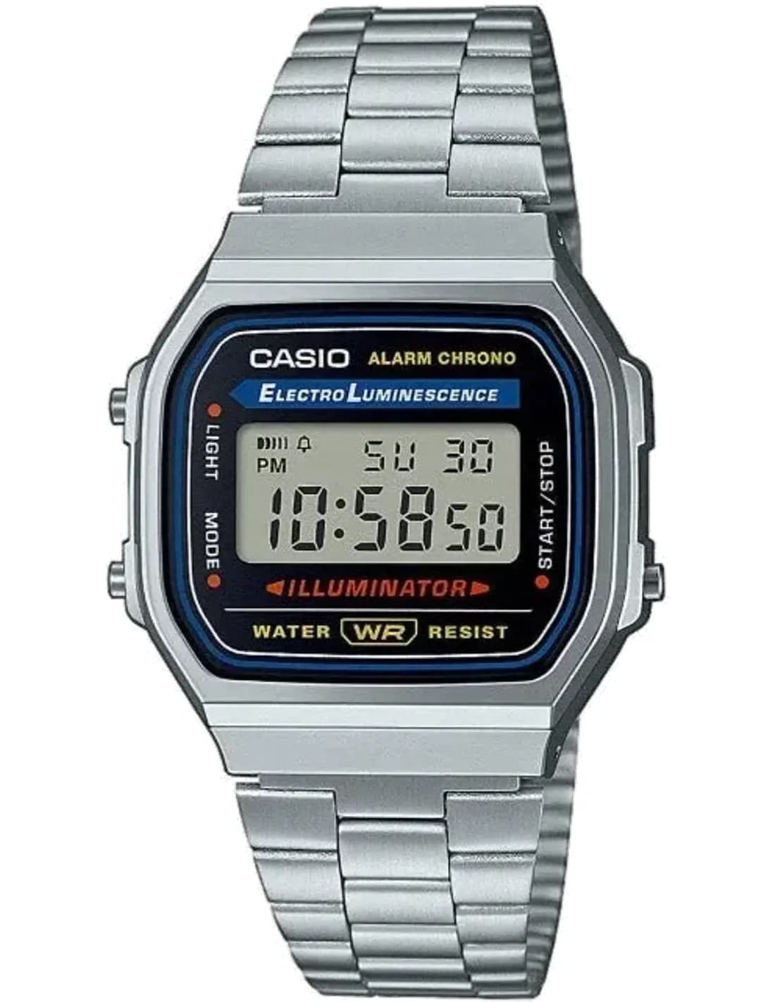 Montre Casio A168WA-1YES Digitale en Métal Gris avec Éclairage Illuminator