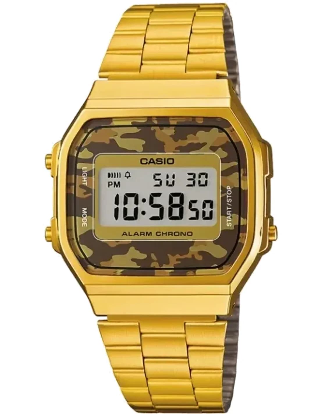 Montre Casio A168WEGC-5EF en Métal Doré et Cadran Camouflage Marron