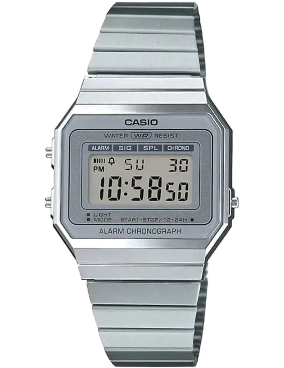 Montre Casio A700WE-1ADF à affichage digital et bracelet en acier inoxydable