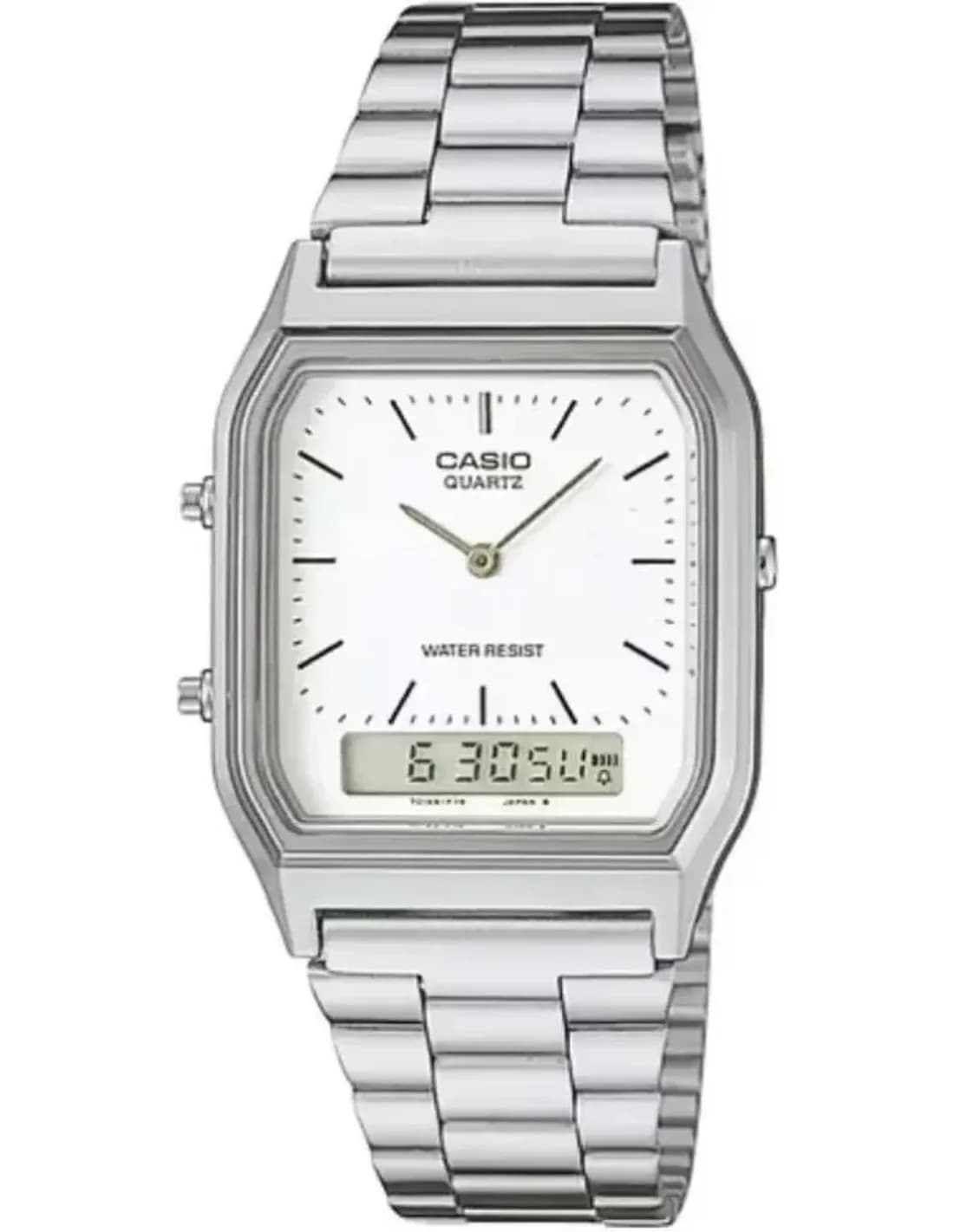 Montre Casio AQ-230A-7DMQYES Argentée à Double Affichage et Bracelet Acier