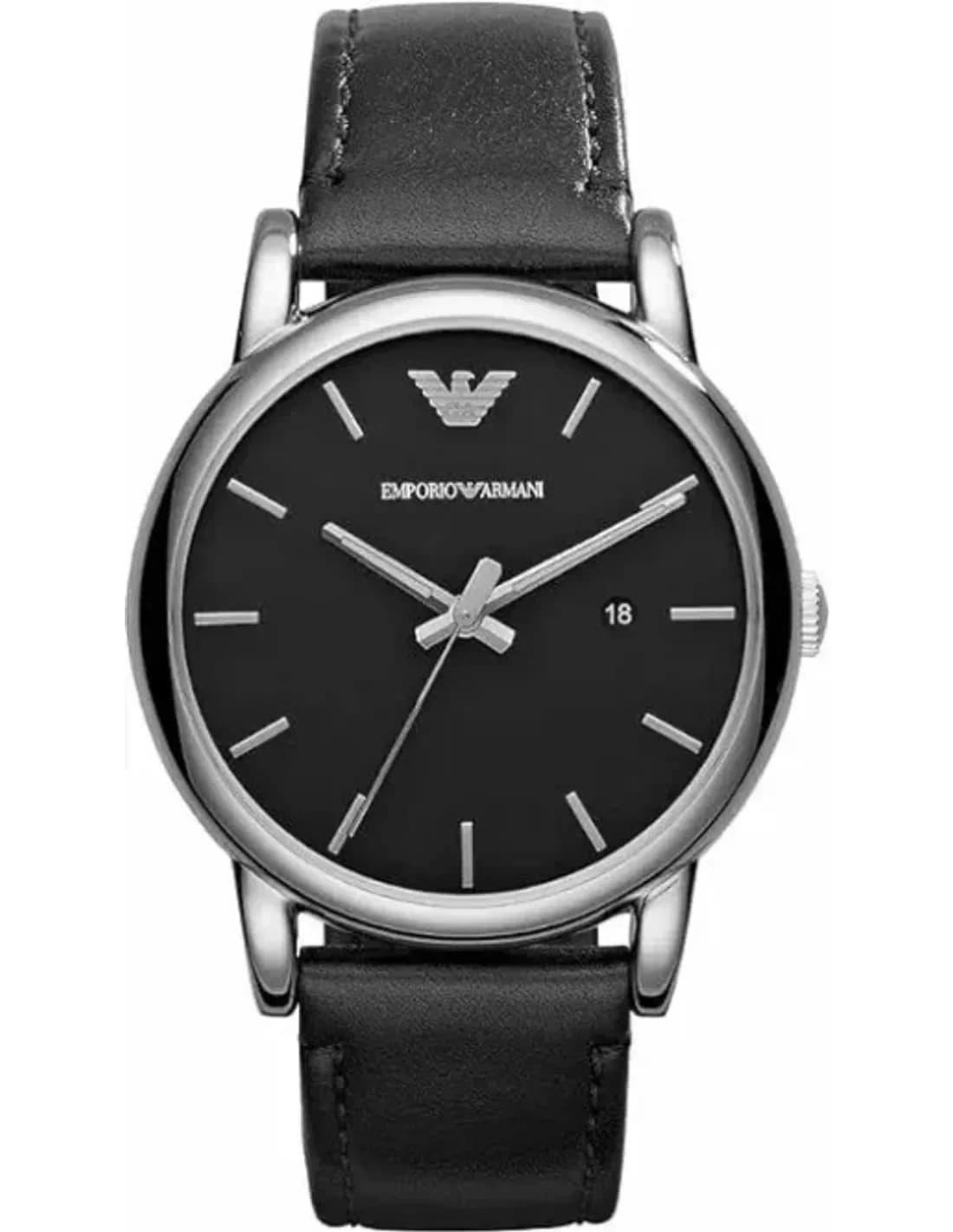 Montre Homme Armani Classic AR1732 Noire Bracelet Cuir Noir