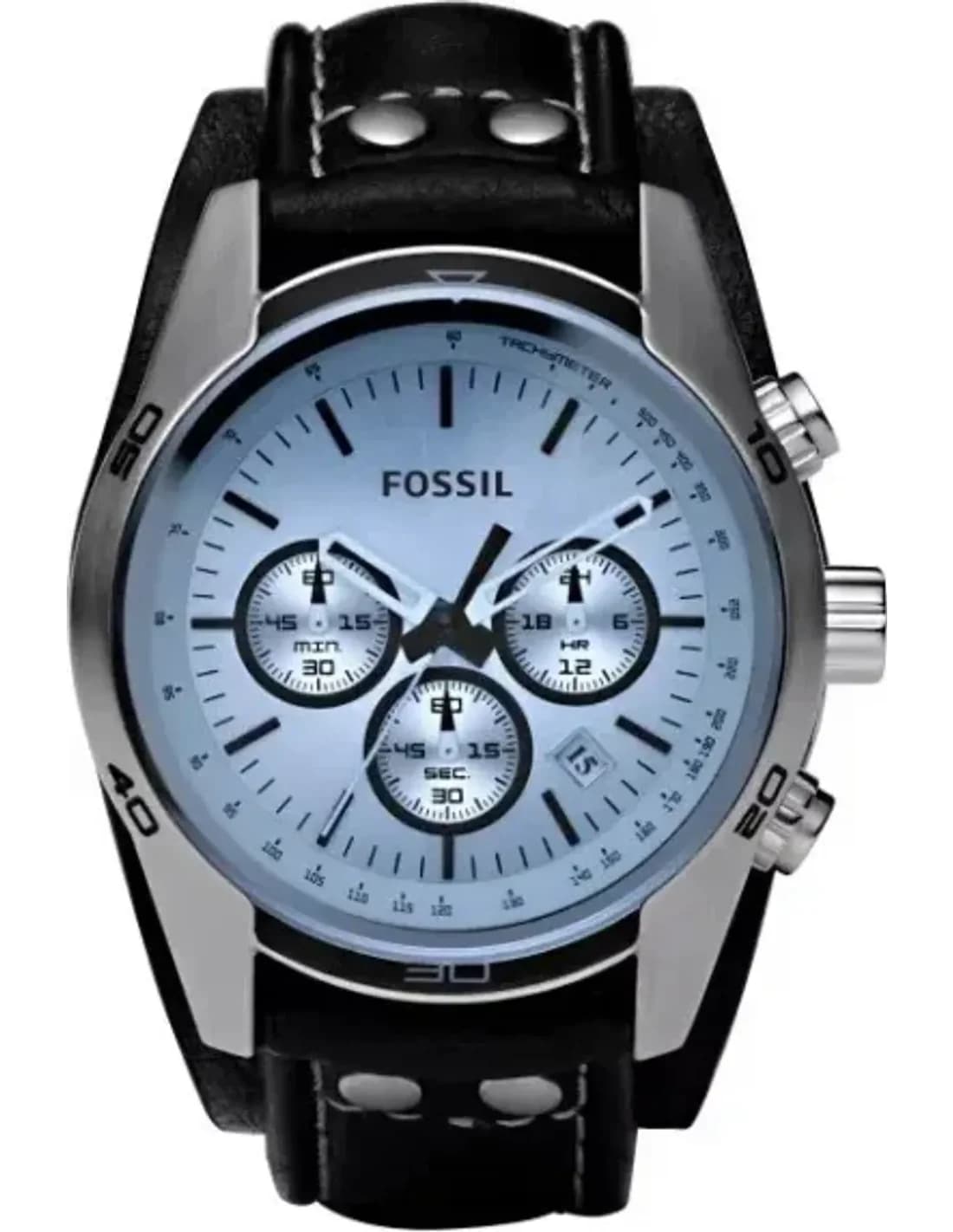 Montre chronomètre Fossil CH2564 Coachman bracelet de force en cuir cadran bleu