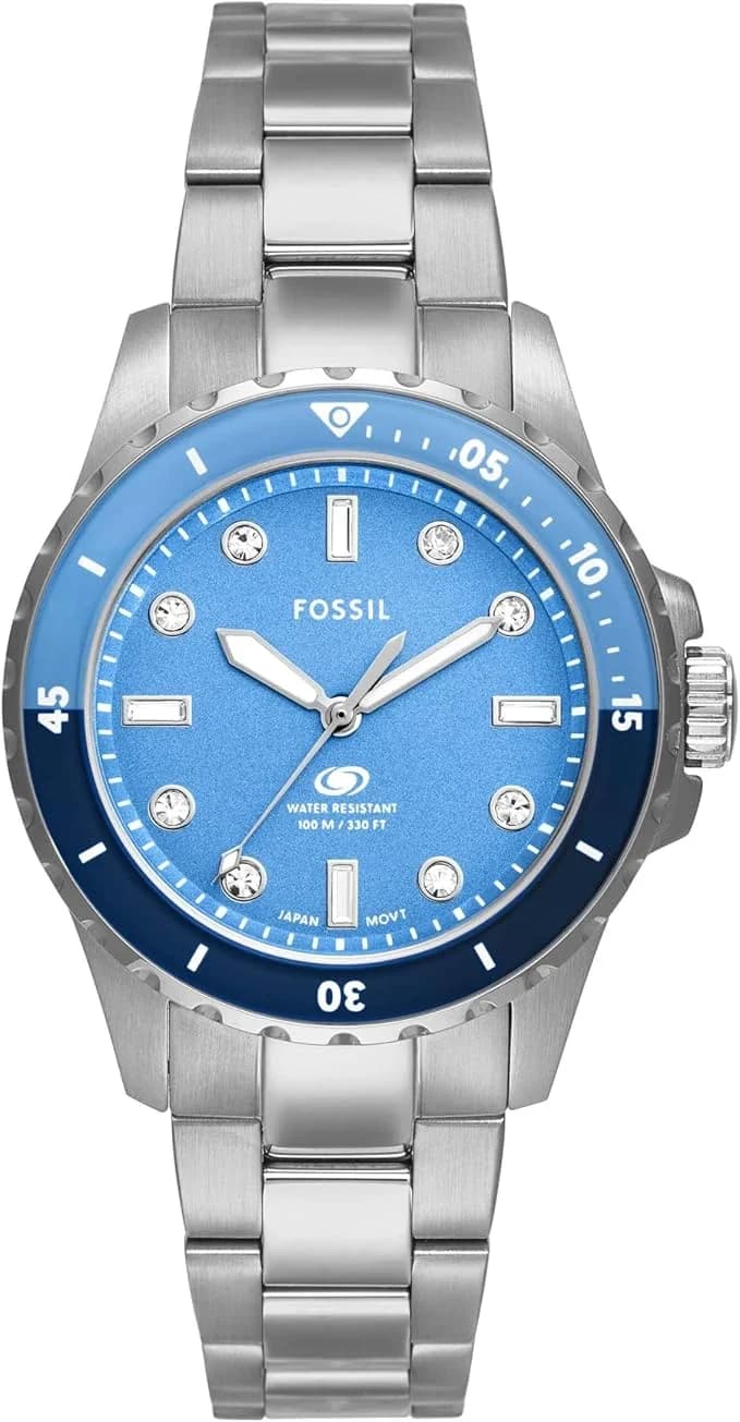Montre Fossil ES5353 femme cadran bleu bracelet acier