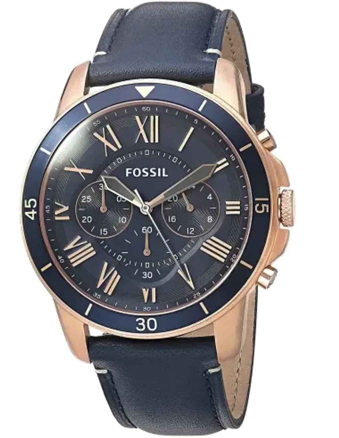 Montre Fossil FS5237 Chronographe avec Bracelet en Cuir Bleu