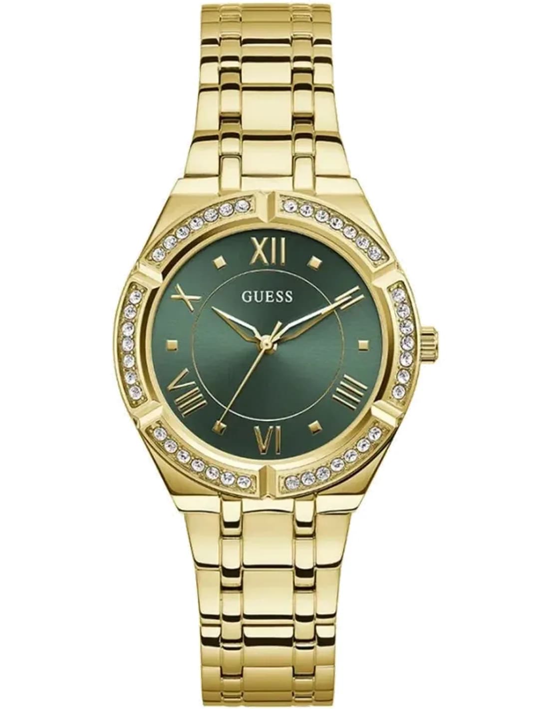 Montre Femme Guess Cosmo GW0033L8 bracelet acier doré cadran vert