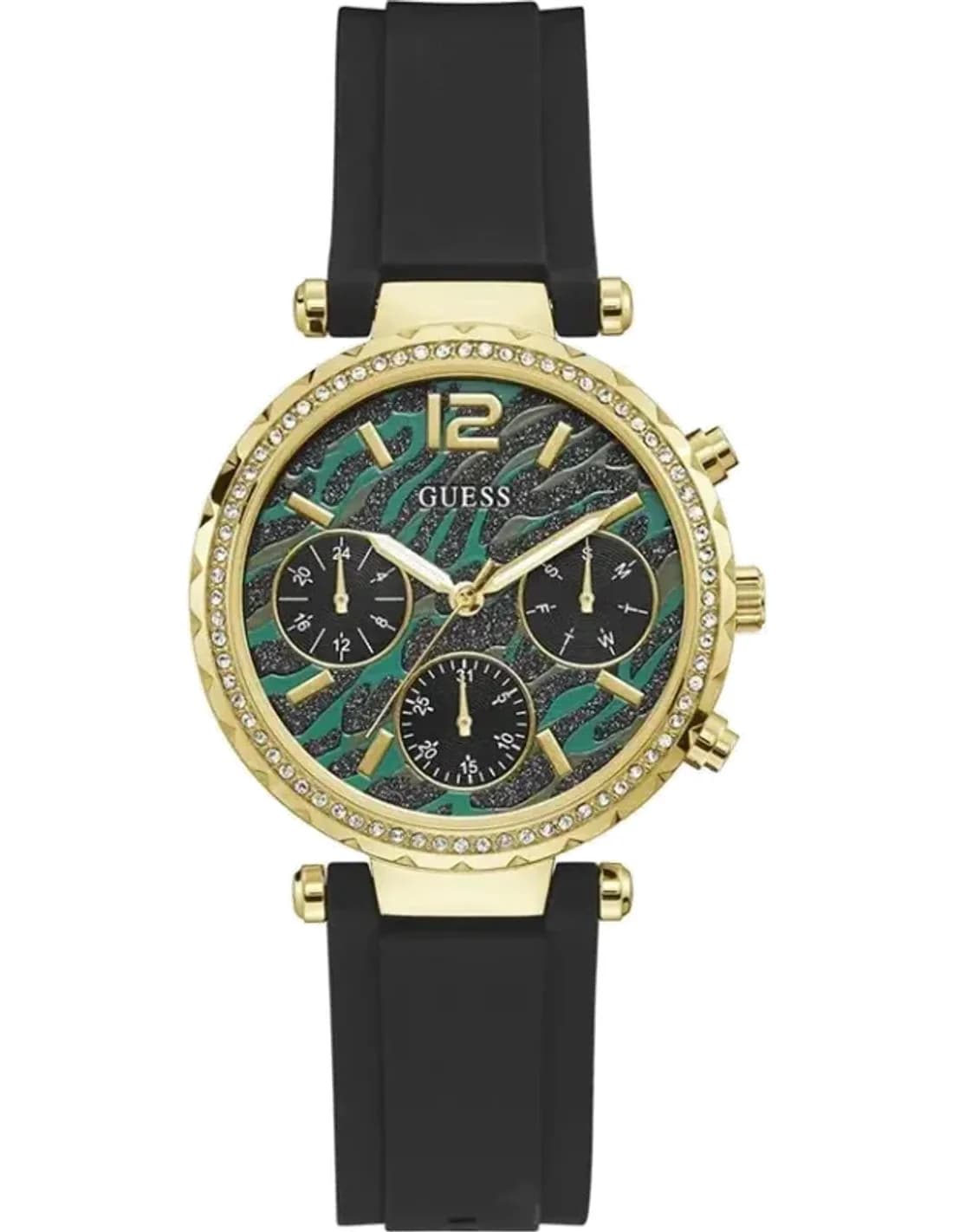 Montre Femme Guess GW0113L1 Cadran Vert et Bracelet Silicone Noir