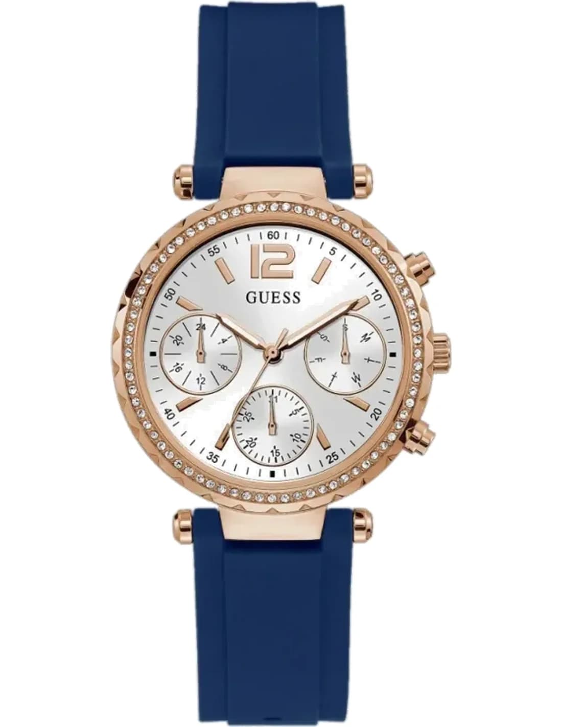 Montre Femme Guess Solstice GW0113L3 Silicone Bleu et Or Rose
