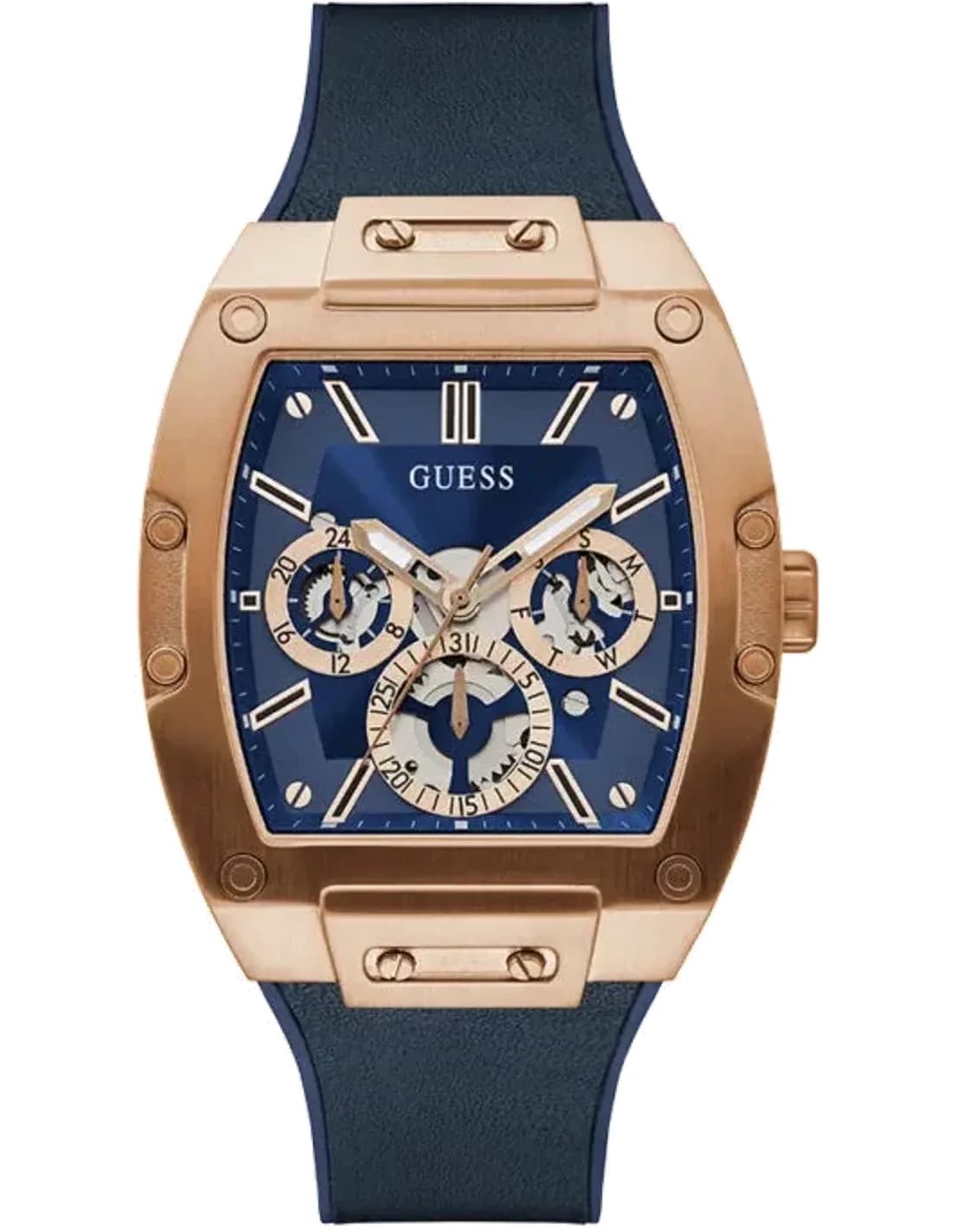 Montre Guess GW0202G4 Phoenix Boîtier Or Rose et Bracelet Silicone Bleu