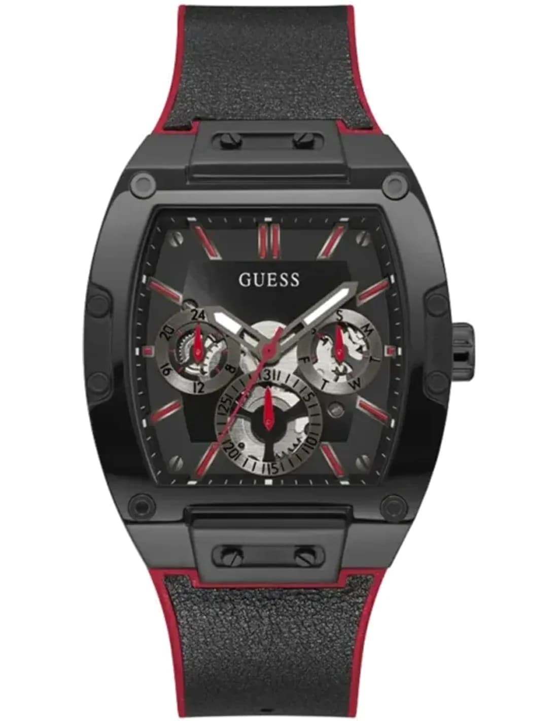 Montre Guess Phoenix GW0202G7 bracelet silicone noir et rouge