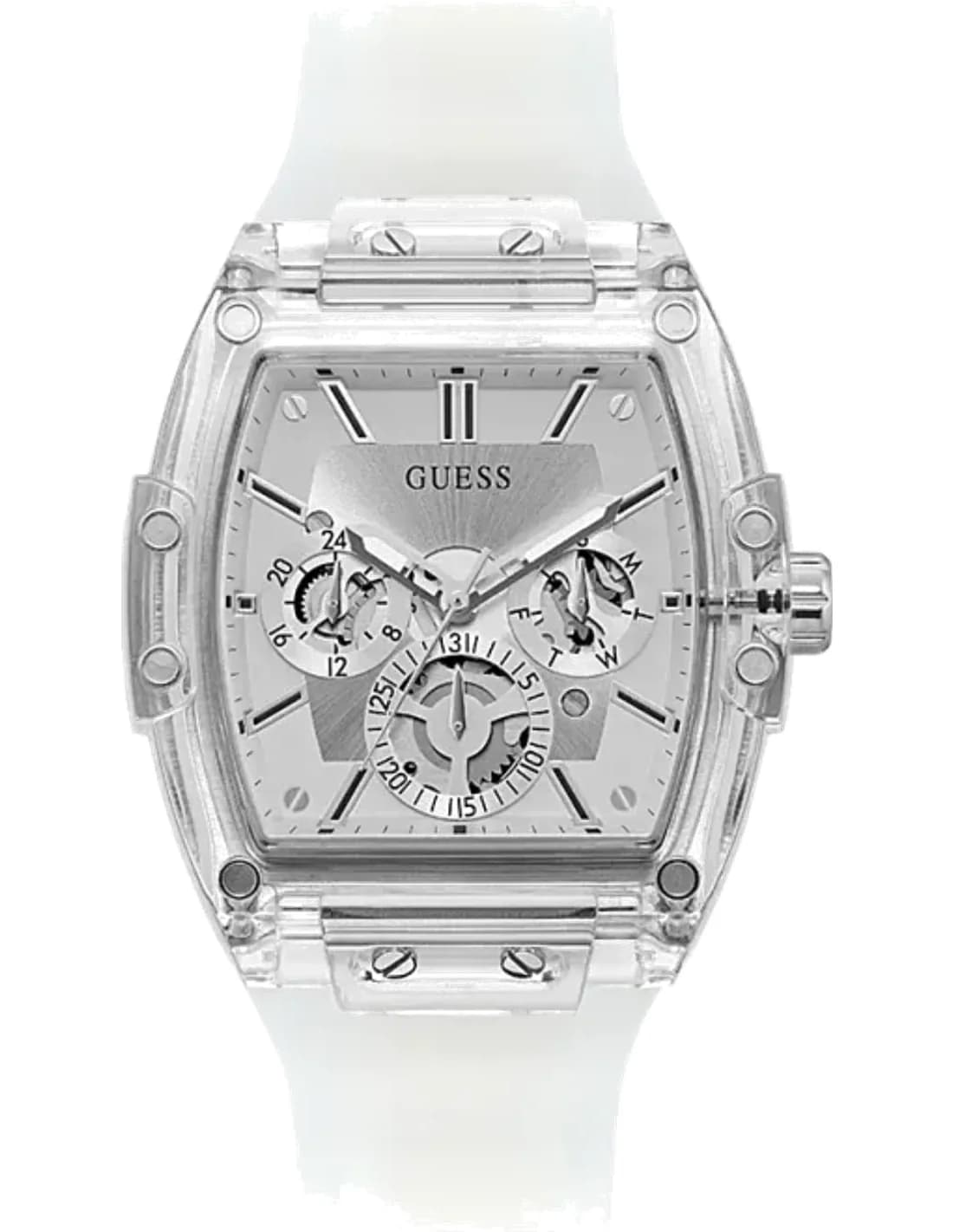 Montre Homme Guess Silver Tone 47mm Case GW0203G1 Cadran argenté multifonction