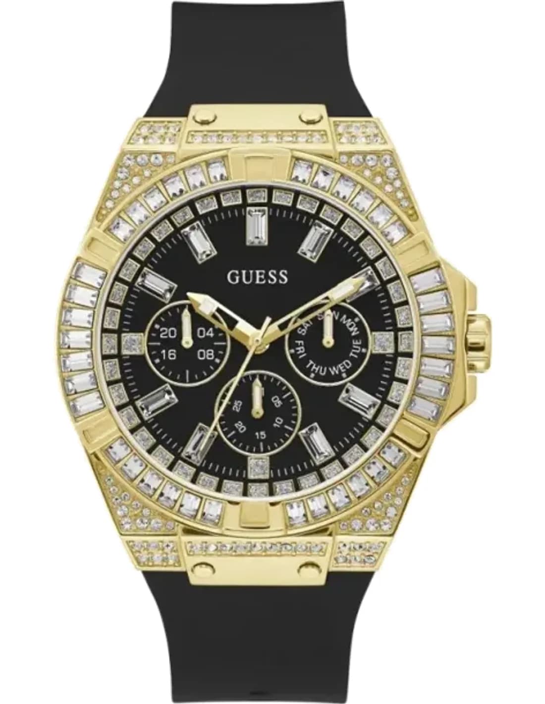 Montre Homme Guess Zeus GW0208G2 bracelet silicone noir boitier doré