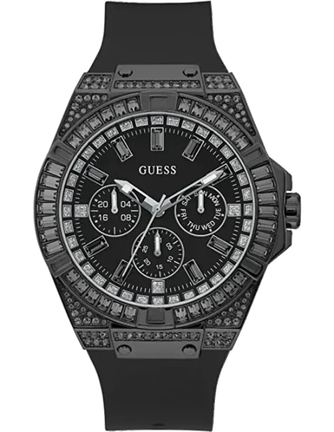 Montre Homme Guess GW0208G5 bracelet en silicone noir multifonction