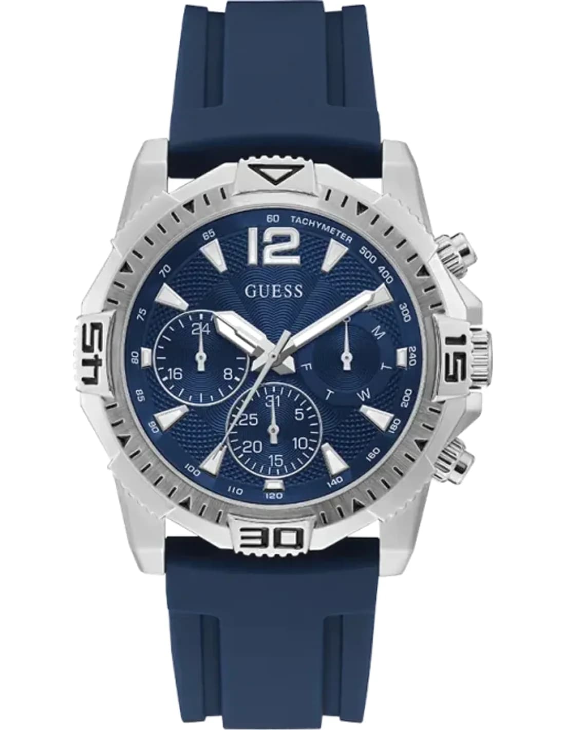 Montre Homme Guess GW0211G1 Cadran Bleu Bracelet en Silicone Multifonction