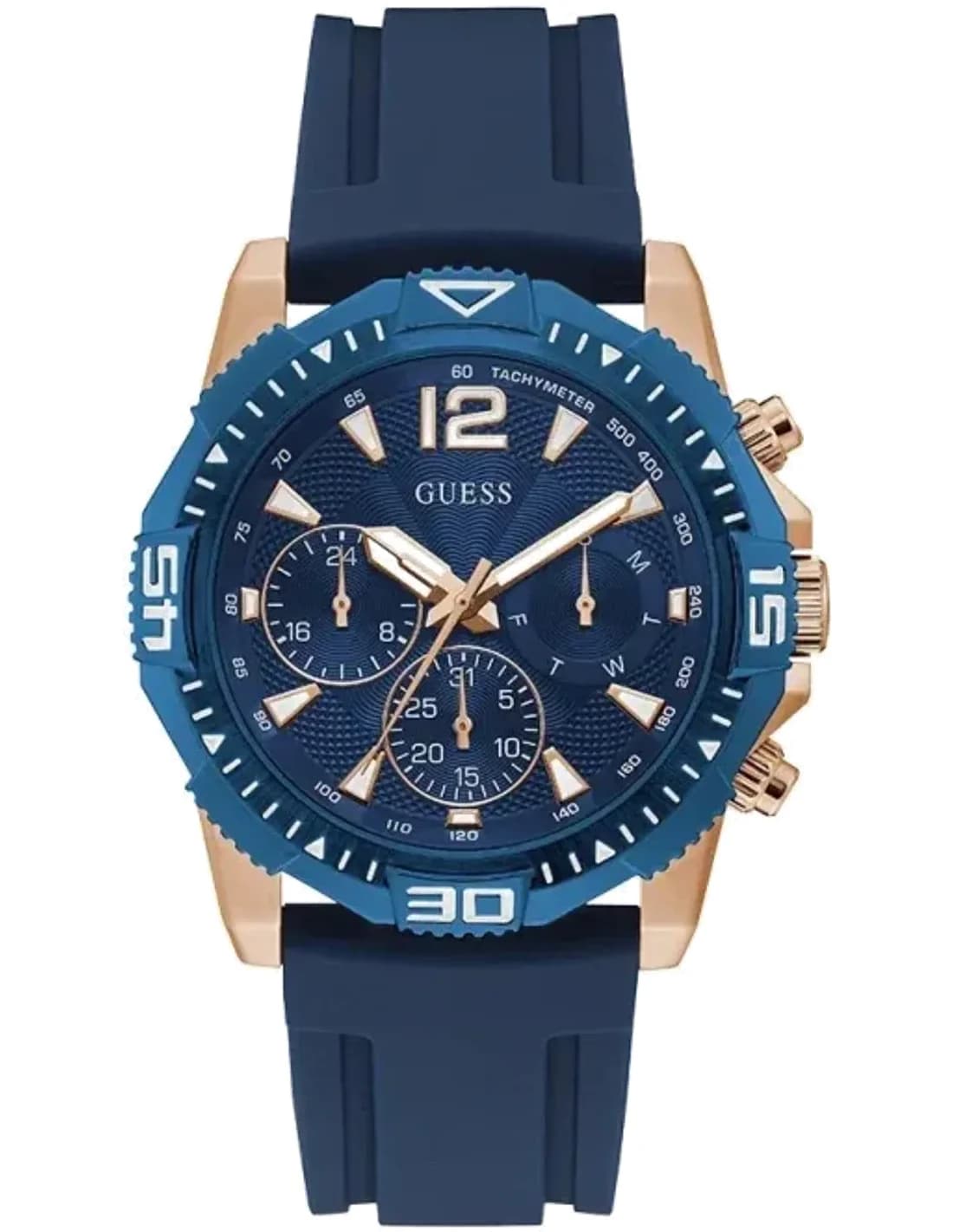 Montre Homme Guess GW0211G4 Cadran bleu bracelet en silicone bleu multifonction