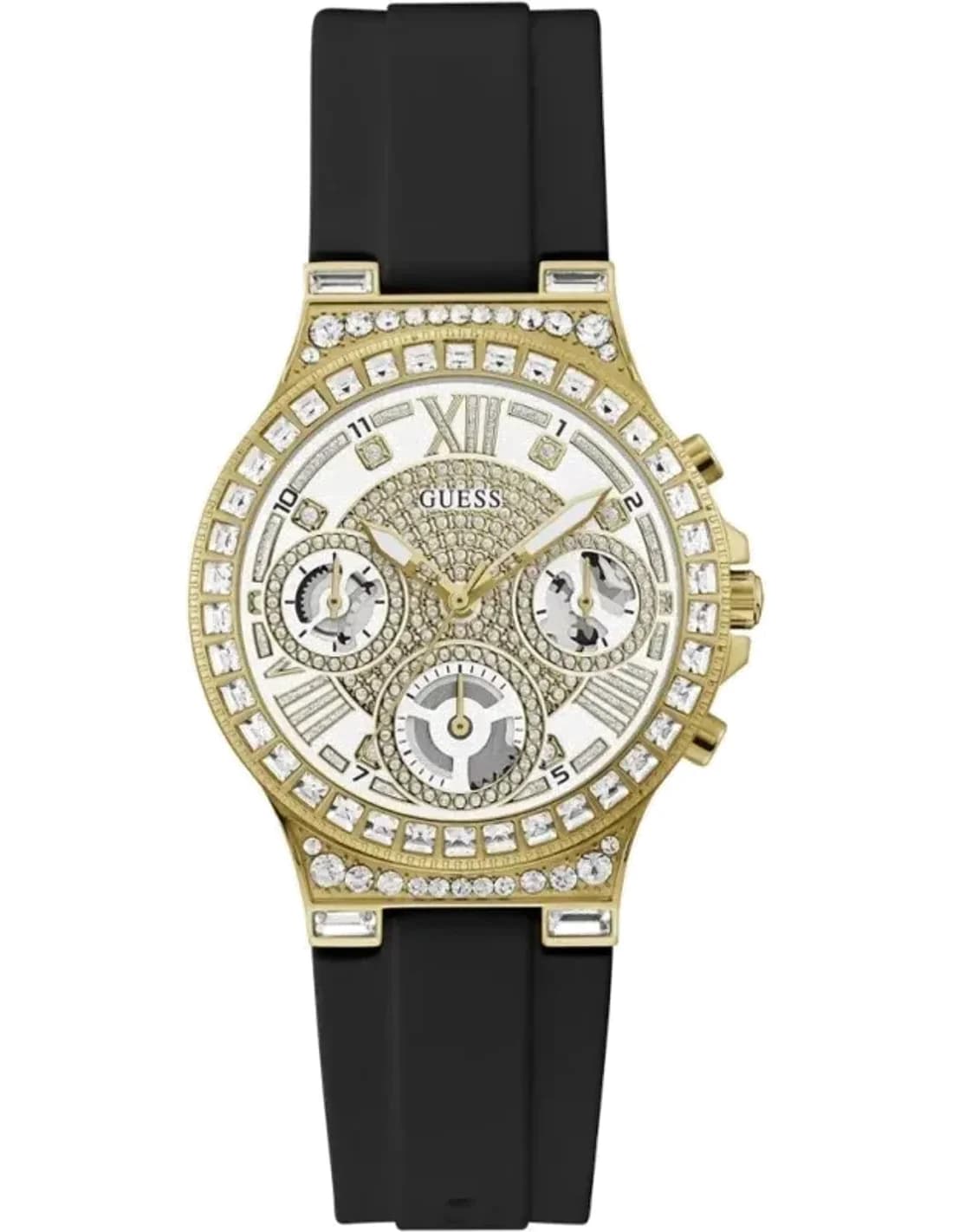 Montre Femme Guess Moonlight GW0257L1 bracelet silicone noir cadran multifonction